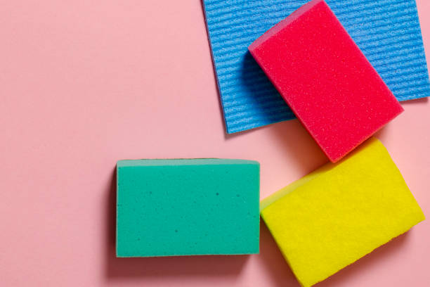 istock Multi-colored inoperes for cleaning the house on a colored background with a place for text 1196500983