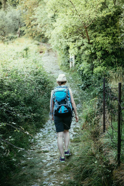 istock Hiker on a trail in the Dolomites, Italy 1196502035