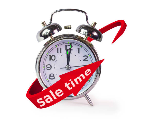istock sale time clock red arrow around , sales background 1196502702