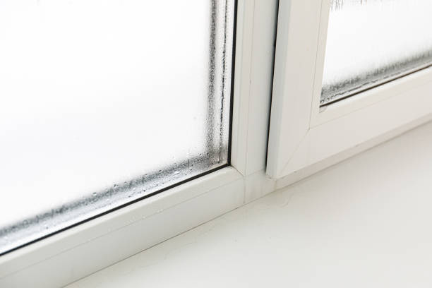istock Plastic window with damp and water condensation on glass 1196502992