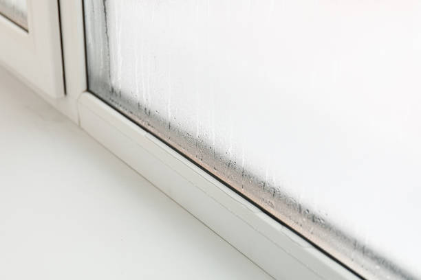 istock Plastic window with damp and water condensation on glass 1196502994
