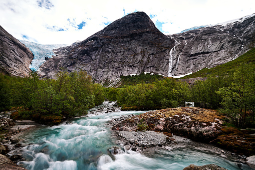 briksdal glacier in north europe Nordfjord norway