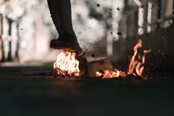 istock A man is walk across the bonfire. 1196506885