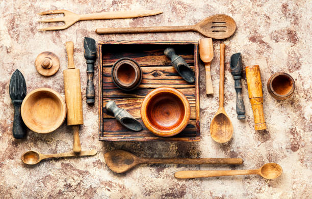 istock Set of wooden cooking utensils 1196507710