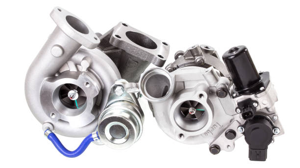 istock new turbocharged car engine Isolated on a light background 1196507974