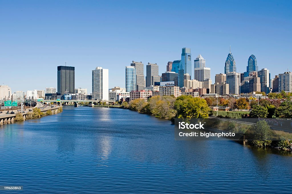 Vue sur la ville de Philadelphie et de la rivière Schuylkill - Photo de Philadelphie libre de droits
