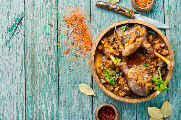 istock Roasted duck leg with apple sauce 1196509082