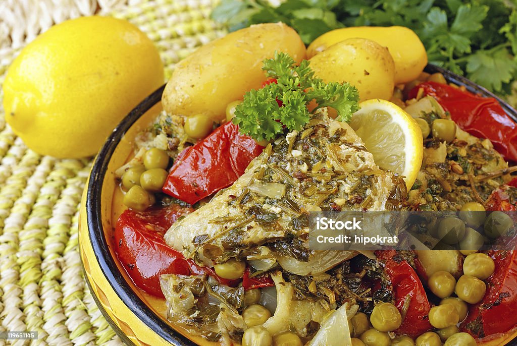 Marroquí Chermoula pescado tajín - Foto de stock de Ajo libre de derechos