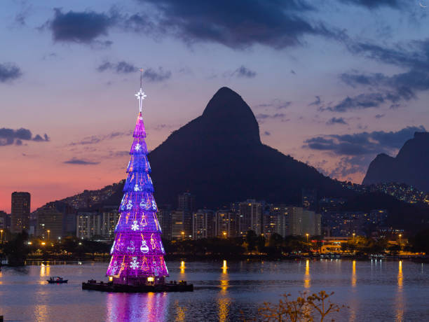 Christmas tree of the world. Rio de Janeiro Christmas tree. stock photo