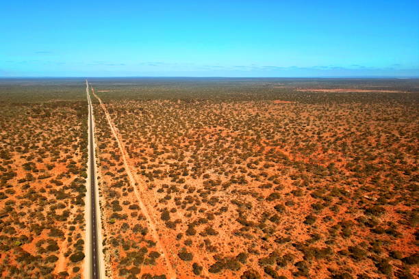 Australian red outback from the sky stock photo