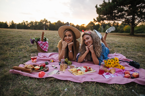 Female friends on a picnic in nature