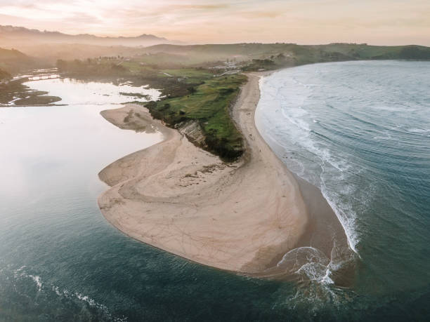 istock Estuary with a large sand beach and the sea 1196513941