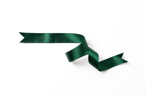 green banners ribbons label on white background