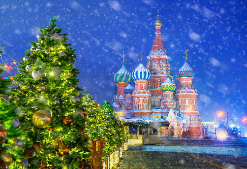 St. Basil's Cathedral with New Year's illumination