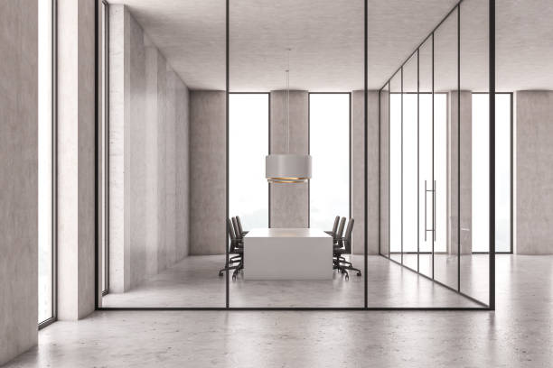 istock Concrete and glass conference room 1196522717