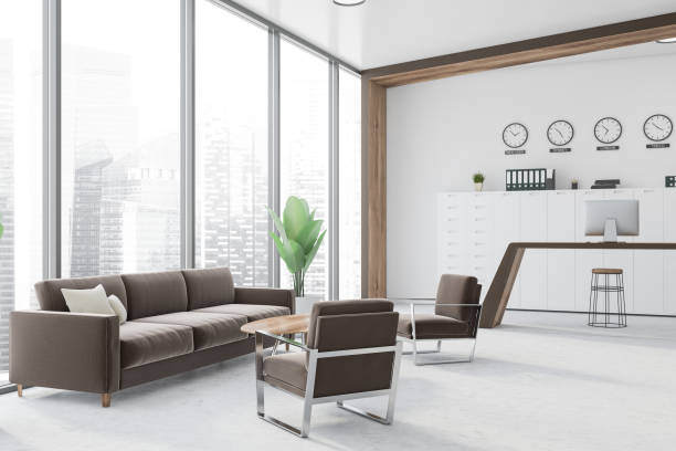 istock Corner of white office waiting room 1196522759