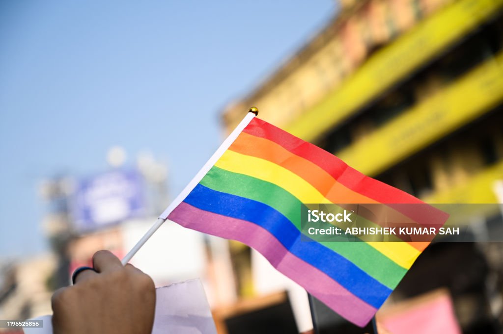 Bandeira LGBTQ do orgulho. Bandeira da cor do arco-íris. Conceito de orgulho gay e lésbico. Lgbtq - Foto de stock de Orgulho LGBTQI - Evento LGBTQI royalty-free