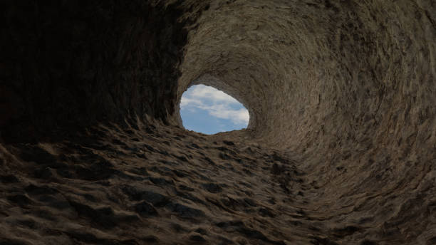 istock 3d Illustration of a stone cave 1196527817