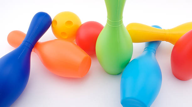 istock Toy Bowling Pins - Colorful 119653272