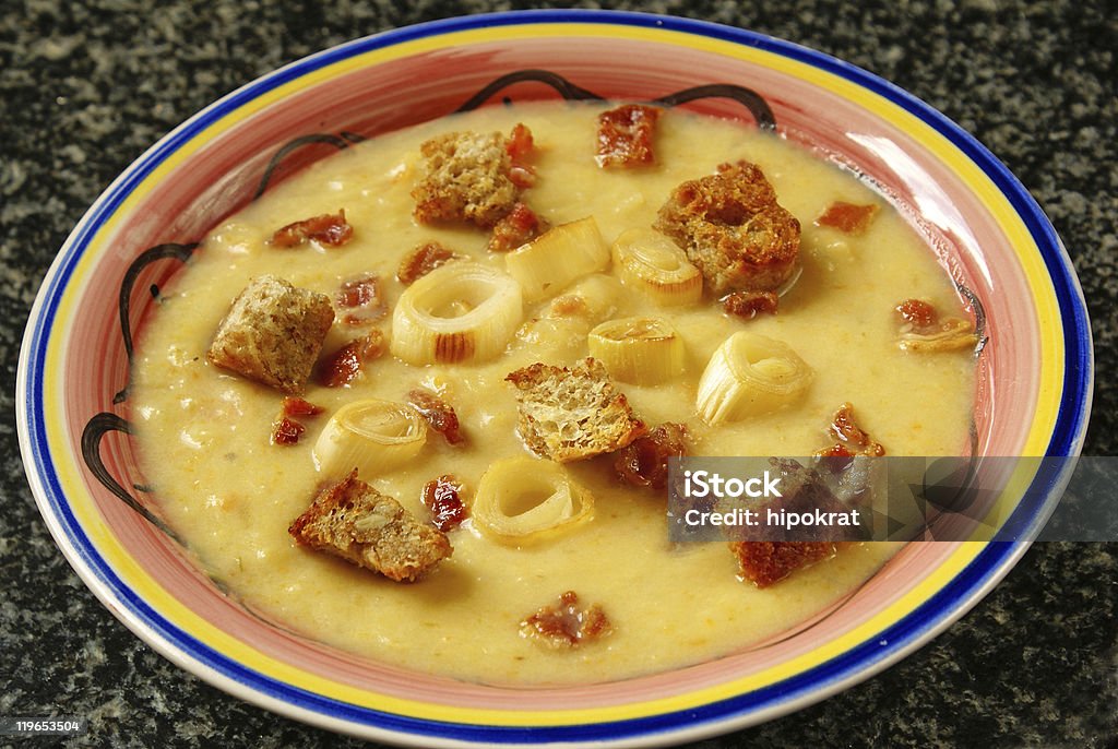 Soupe de poireaux et pommes de terre - Photo de Bacon libre de droits