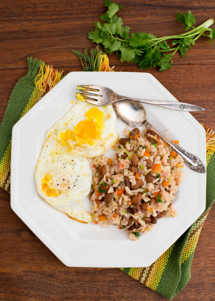 istock Gallo Pinto with fried eggs: Traditional breakfast in Costa Rica 1196536287