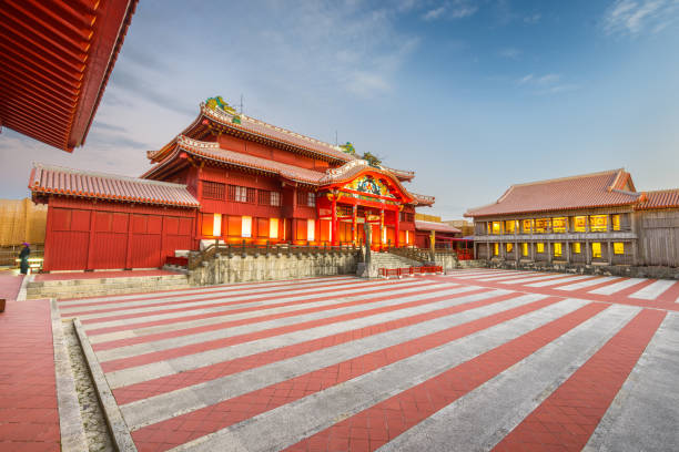 castillo histórico de shuri de okinawa, japón - shuri castle fotografías e imágenes de stock