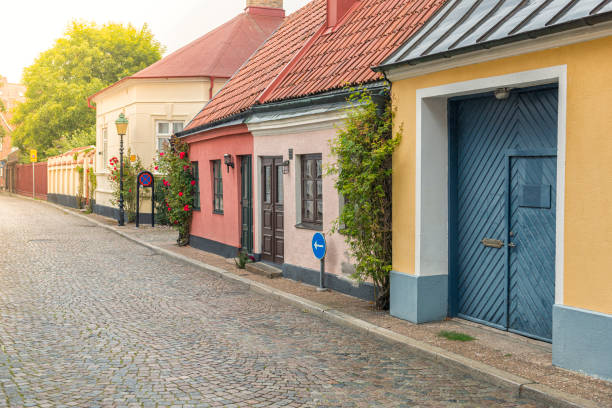Cobbled street in Gamla stan, Ystad, Skane, Sweden