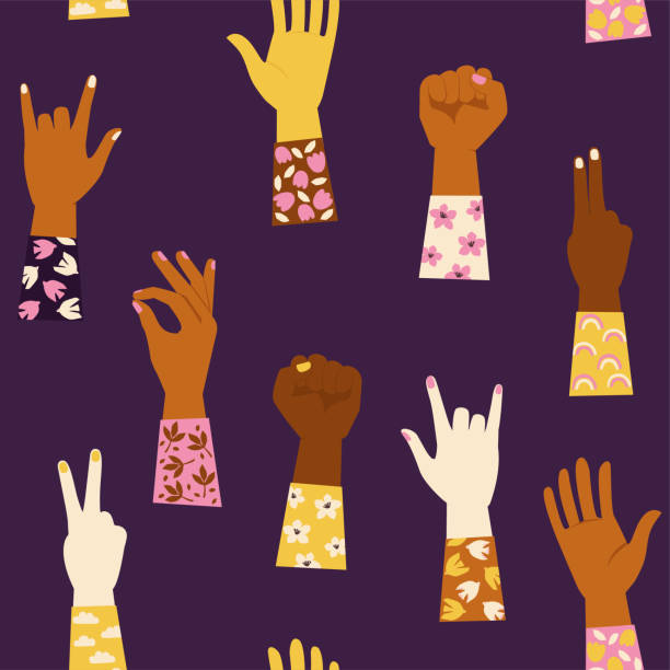 Seamless pattern with various hands gestures. Seamless pattern with various hands gestures. hand patterns stock illustrations