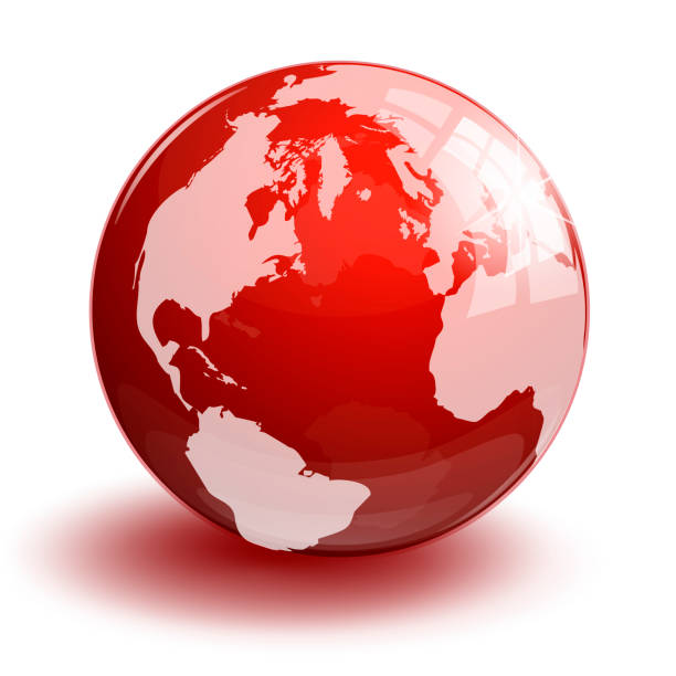 istock Red transparent glass earth globe isolated 1196541031
