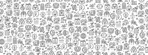 Seamless Pattern with Ecology Icons Seamless Pattern with Ecology Icons environment patterns stock illustrations