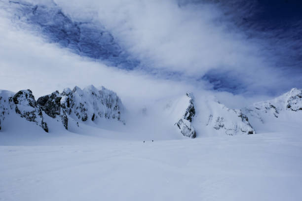 due sciatori sul ghiacciaio franz josef - ewan foto e immagini stock