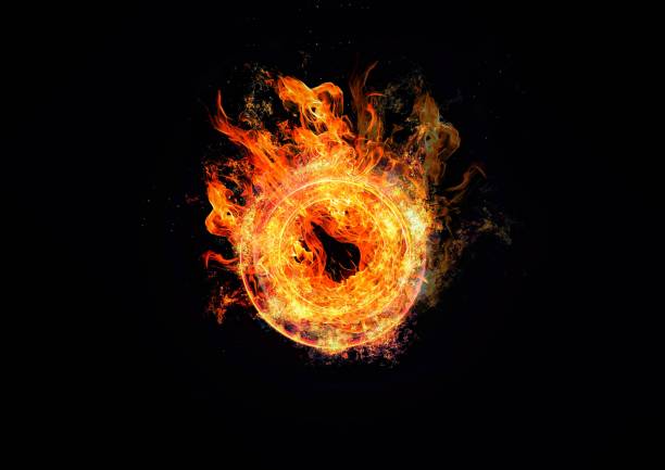 istock Ring of fire floating in the dark 1196546921
