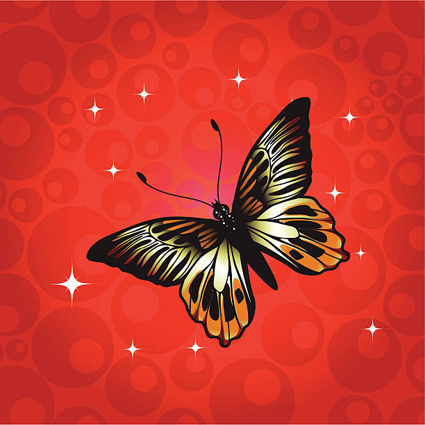 鮮やかな色の蝶 ベクターアートイラスト