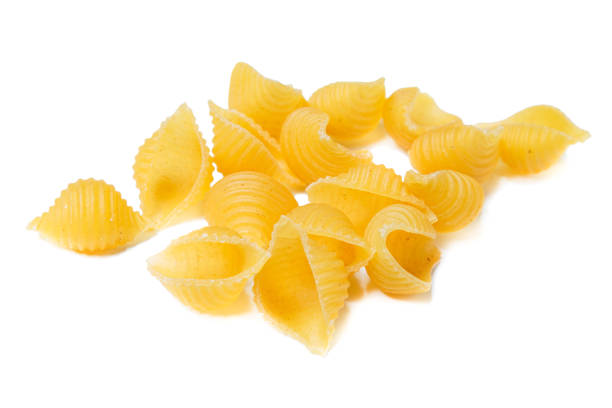raw pasta handmade on white background stock photo