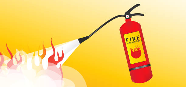 ilustrações de stock, clip art, desenhos animados e ícones de fire extinguisher banner-sign - petroleum sparse engineering security