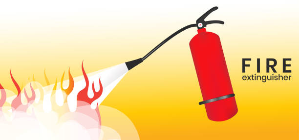 ilustrações de stock, clip art, desenhos animados e ícones de fire extinguisher banner-sign - petroleum sparse engineering security