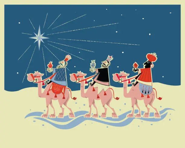 Vector illustration of Three Wise Men Christmas