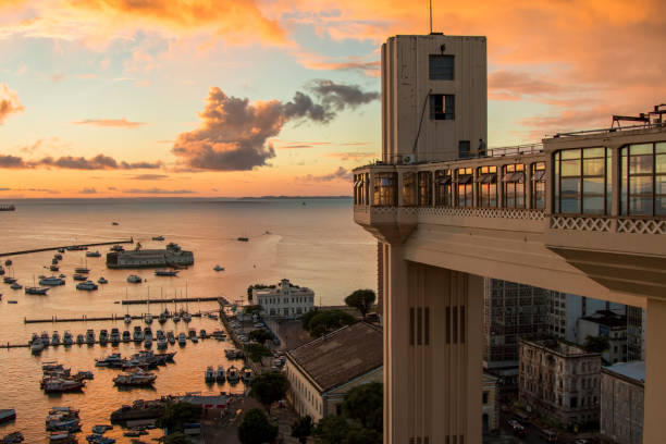 Beautiful sunset view at the Lacerda Elevator in Salvador, Bahia. Beautiful sunset view at the Lacerda Elevator in Salvador, Bahia. lacerda elevator stock pictures, royalty-free photos & images