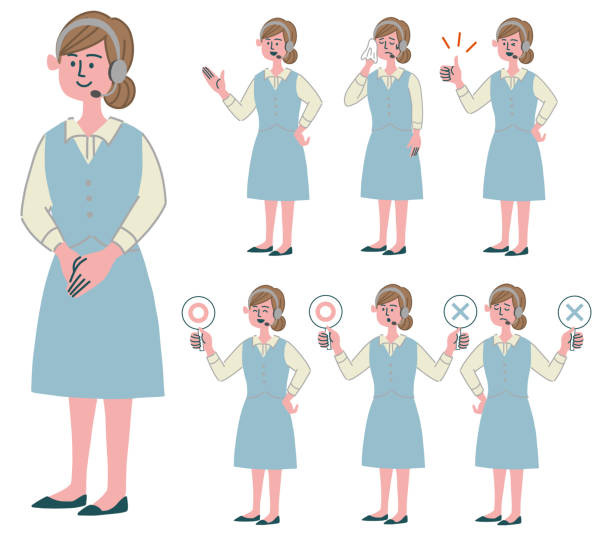 ilustraciones, imágenes clip art, dibujos animados e iconos de stock de operador a la mujer gesto - manual worker thumbs up hand sign adult