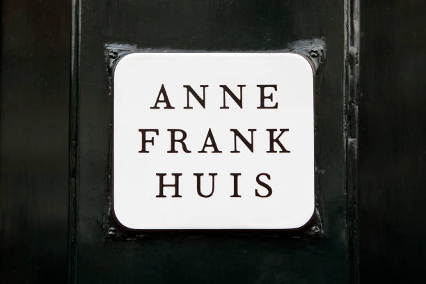 Amsterdam, Netherlands - December 20th 2019: The sign on the exterior of Anne Frank House in Amsterdam, Netherlands. The house is where Anne Frank hid from Nazi persecution and is now a museum.