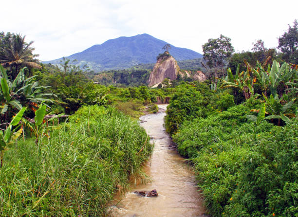 A huge rock outcrop in Sianok Canyon near the town of Bukittinggi, West Sumatra, Indonesia.