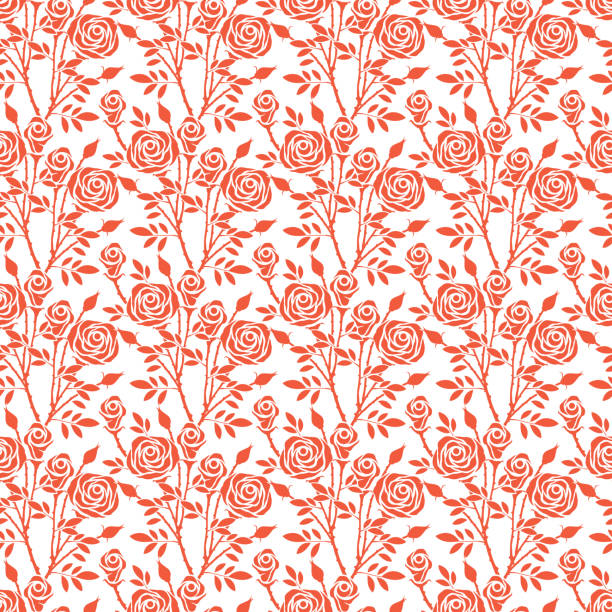 ilustraciones, imágenes clip art, dibujos animados e iconos de stock de patrón sin costuras de rosas - chrysanthemum single flower flower textile