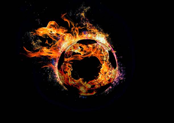 istock Abstract soccer ball wrapped in flame 1196593512