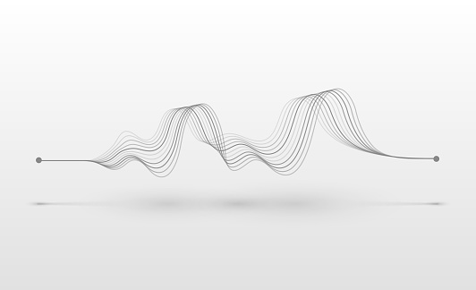 Wireframe sound wave. Abstract motion lines. Graphic concept for your design