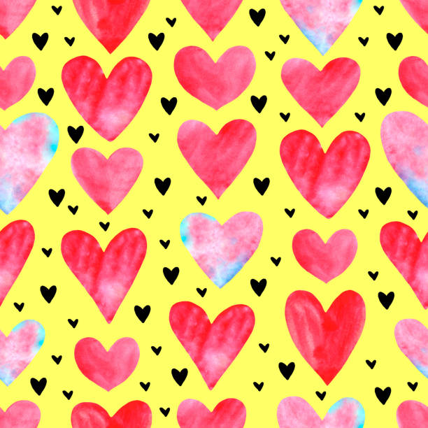 istock Backgrounds, textures, frames, seamless patterns of watercolor hearts. Hand drawn. Love romance theme for birthday, Valentine's day, greeting card, wedding, wrapping paper 1196599456