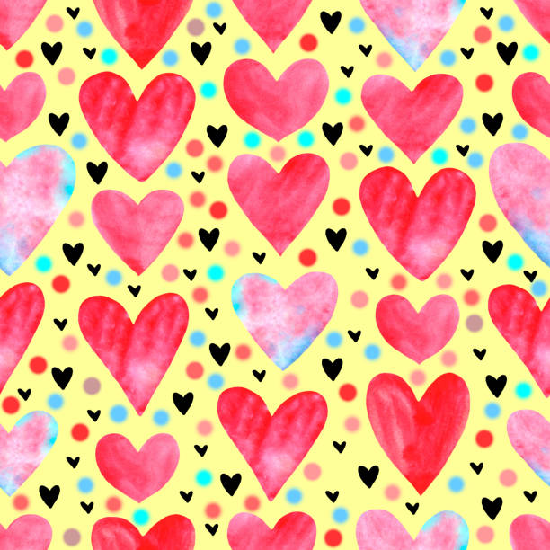 istock Backgrounds, textures, frames, seamless patterns of watercolor hearts. Hand drawn. Love romance theme for birthday, Valentine's day, greeting card, wedding, wrapping paper 1196599977
