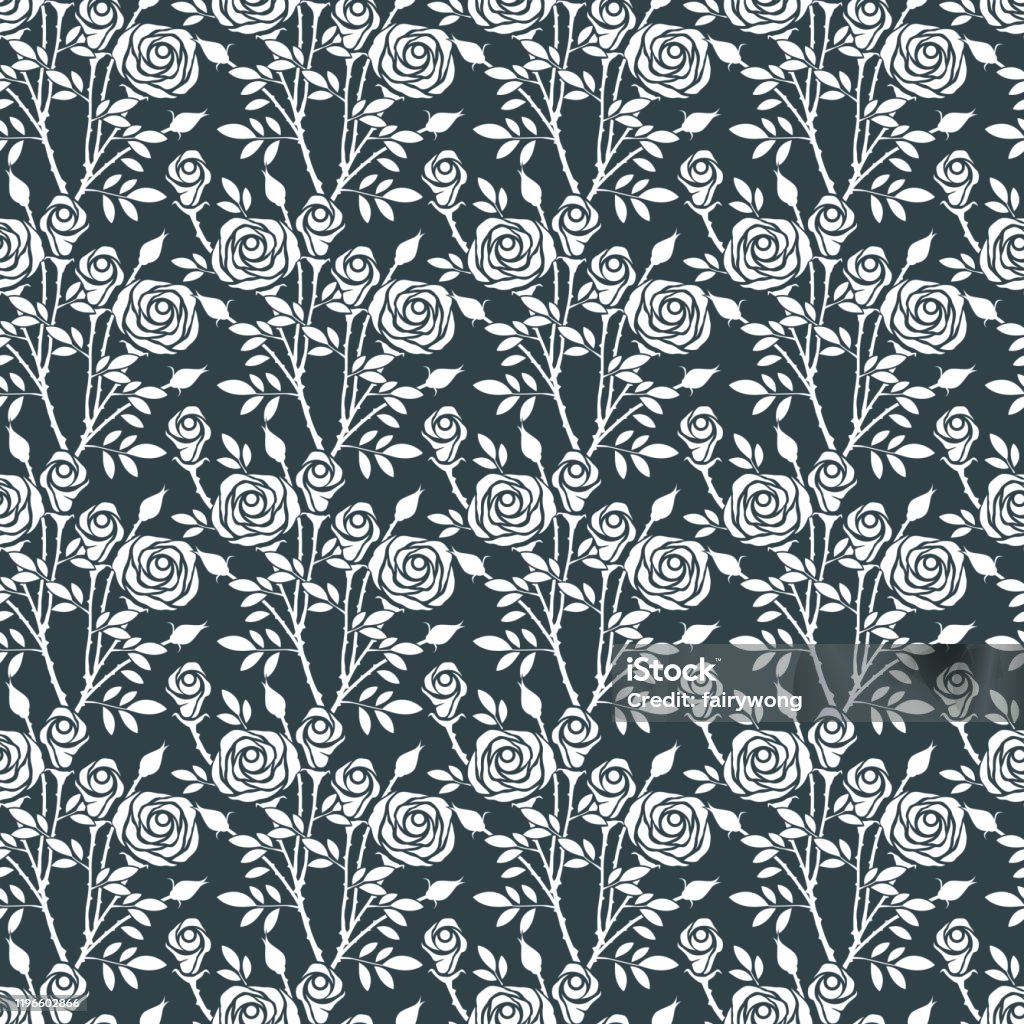 Cyan Roses Seamless Pattern Roses Seamless Pattern Stock Illustration - Download Image Now ...