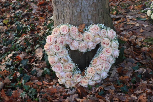 istock Heart shaped sympathy flowers 1196606617