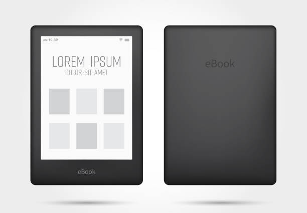 ilustrações de stock, clip art, desenhos animados e ícones de reading books on ebook tablet. vector - kindle book reading digital display