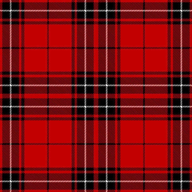 illustrazioni stock, clip art, cartoni animati e icone di tendenza di motivo tessile a plaid tartan scozzese rosso - plaid